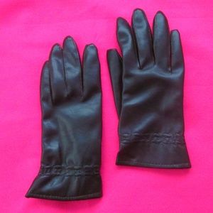 vintage brown leather winter gloves size 7 scallop